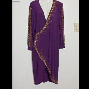 MODA MILA ELBISE BEADED FAUX WRAP DRESS SIZE 2X NWT